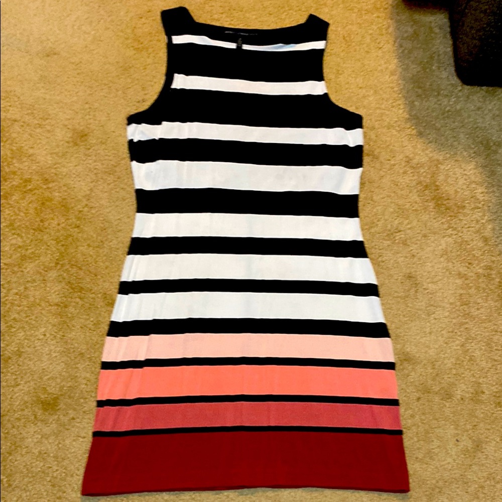White House Black Market Striped Sleeveless Dress - Black, White, Red size S